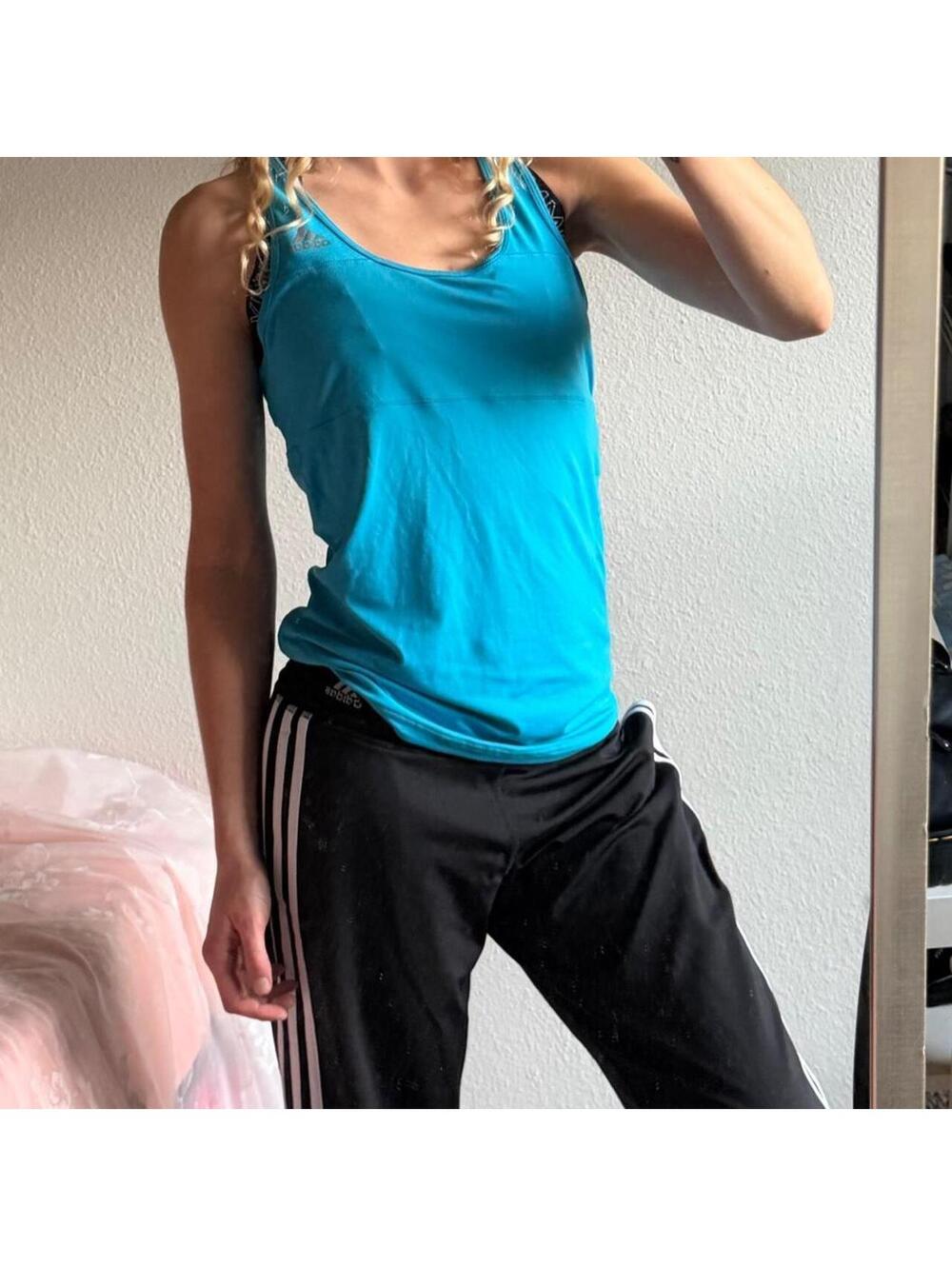 Adidas blue racer back tank top